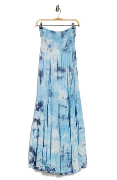 Boho Me Ombre Tube Maxi Dress In Blue