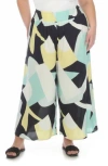 Boho Me Patterned Smocked Pull-on Pants In Yellow-aqua Print