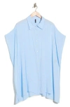 Boho Me Sharkbite Button-up Coverup In Blue