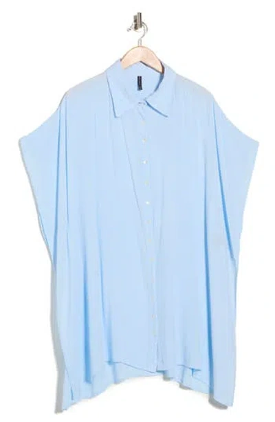 Boho Me Sharkbite Button-up Coverup In Blue