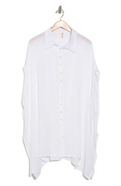 Boho Me Sharkbite Button-up Coverup In White
