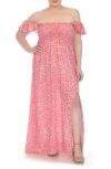 Boho Me Smocked Flutter Sleeve Maxi Dress In Pink Animal