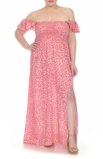 Boho Me Smocked Flutter Sleeve Maxi Dress In Pink
