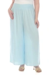 Boho Me Smocked Wide Leg Pants In Chambray