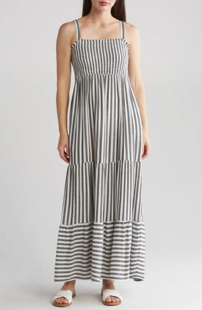 Boho Me Stripe Cover-up Sundress In Black