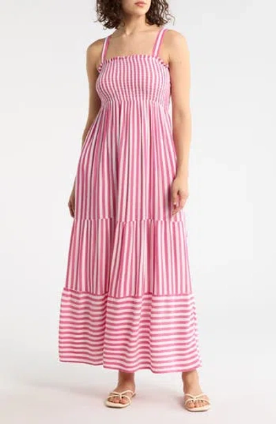 Boho Me Stripe Cover-up Sundress In Pink