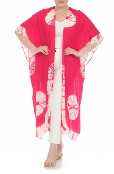 Boho Me Tie Dye Cover-up Kaftan In Hot Pink