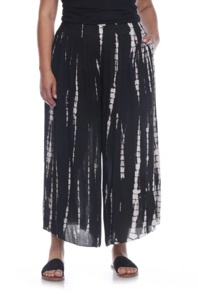 Boho Me Tie Dye Print Cropped Wide Leg Pants In Black Td