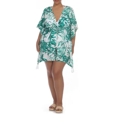Boho Me Tie Front Short Sleeve Cover-up In Green