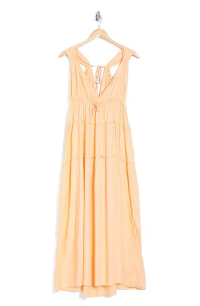 Boho Me Tiered Cover-up Maxi Dress In Peach