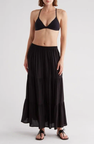 Boho Me Tiered Cover-up Skirt In Black