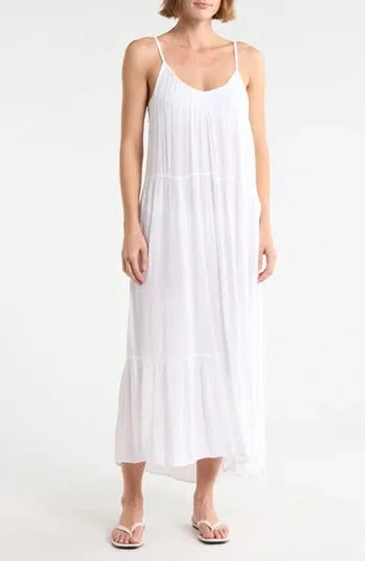 Boho Me Tiered Gauze Cover-up Midi Dress In White