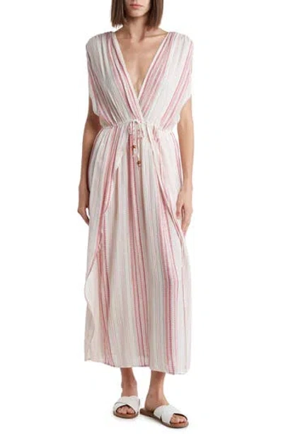 Boho Me Yarn Dye Front Tie V-neck Cover-up Dress In Multi