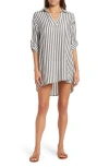 Boho Me Yarn Dye Stripe Cover-up Tunic In Blue