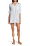 Boho Me Yarn Dye Stripe Cover-up Tunic In Blue