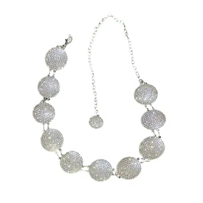 Boho Ranch Vintage Rhinestone Concho Chain Belt In Silver