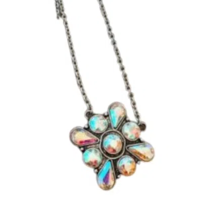 Boho Ranch Women's Cluster Stone Pendant Necklace In Iridescent In Green