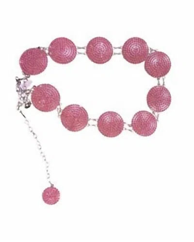 Boho Ranch Women's Rhinestone Concho Circles Vintage Chain Belt In Pink/silver In Multi