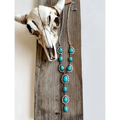 Boho Ranch Women's Western Teardrop Stone Y-necklace In Turquoise In Blue