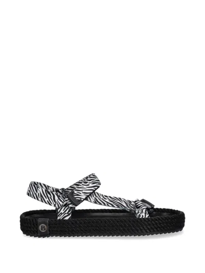 Bohonomad Miami Zebra-print Rope Sandals In Black