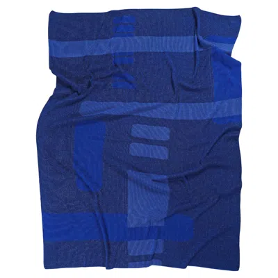 Pre-owned Boi Geometric Blanket In Blue