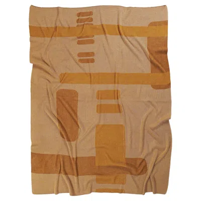Pre-owned Boi Geometric Blanket In Ochre In Brown