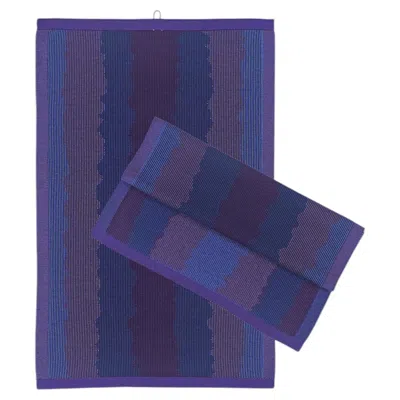 Pre-owned Boi Wavy Kitchen Towel In Purple (set Of 2)