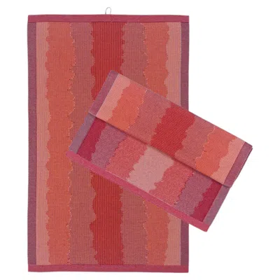 Pre-owned Boi Wavy Kitchen Towel In Red (set Of 2)