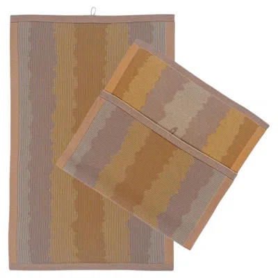 Pre-owned Boi Wavy Kitchen Towel In Yellow (set Of 2)
