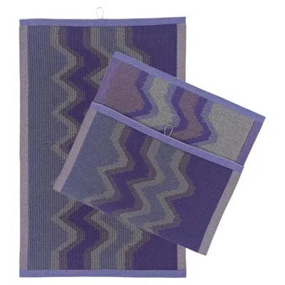 Pre-owned Boi Zig Zag Kitchen Towel In Purple (set Of 2)