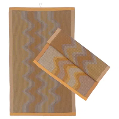 Pre-owned Boi Zig Zag Kitchen Towel In Yellow (set Of 2)