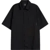 Boiler Room Core Oversize Short Sleeve Button-up Shirt In Black