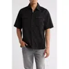 Boiler Room Core Oversize Short Sleeve Button-up Shirt In Black