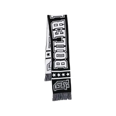 Boiler Room Fringed-hem Printed Scarf In Black