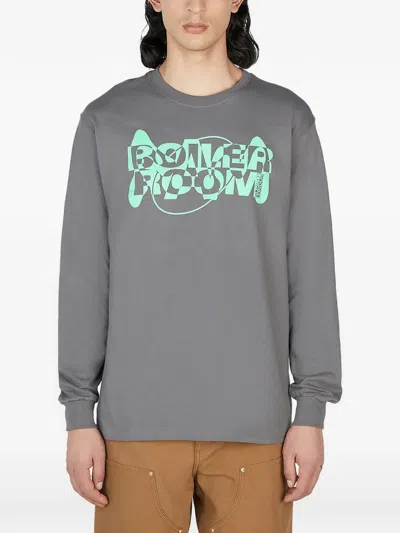 Boiler Room Logo-detail Long-sleeves T-shirt In Gray