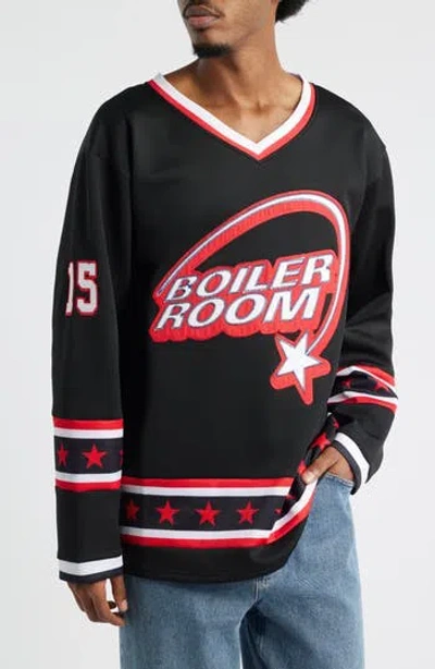 Boiler Room Oversize Hockey Jersey In Black