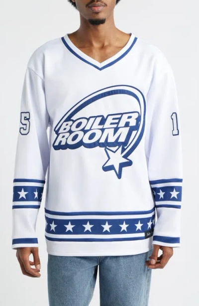 Boiler Room Oversize Hockey Jersey In White