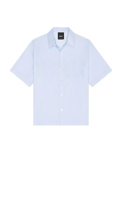 Boiler Room Poplin Short Sleeve Shirt In Blue