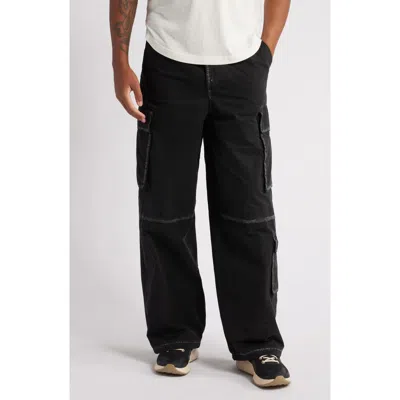 Boiler Room Worn Seam Cargo Pants In Worn Black