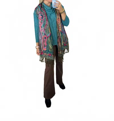 Bok Designs Bold Floral Kimono In Turquoise In Blue