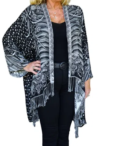 Bok Reversible Kimono Cardigan In Black And White In Multi
