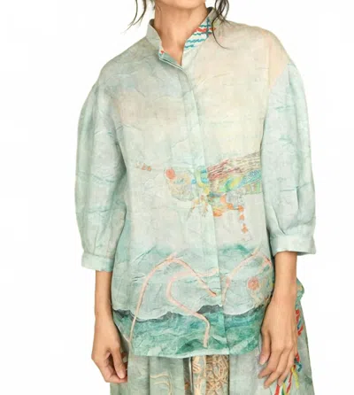 Bokja Linen Fluff Puff Blouse In Nymphaea In Multi