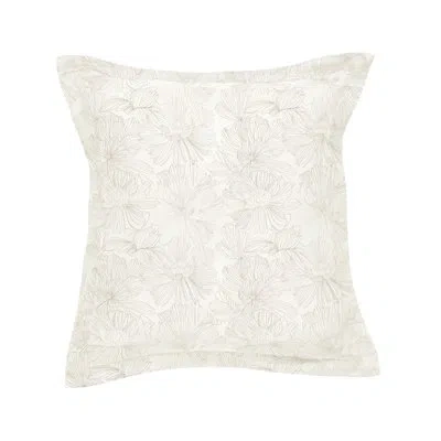 Bokser Home 100% French Linen Flanged 26" X 26" Euro Sham In Cream & Putty Floral