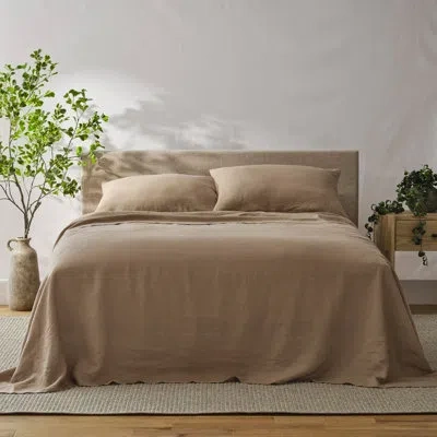 Bokser Home 100% French Linen Sheet Set - Queen - Fawn In Brown
