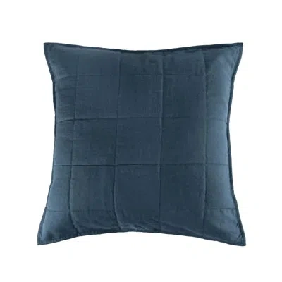Bokser Home French Linen Box Stitch Quilted Euro Sham In Baltic