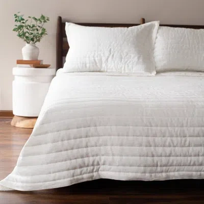 Bokser Home French Linen Channel Stitch Quilt & Sham Set - King/cal King - Matcha In Cream