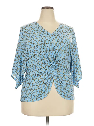 Pre-owned Bold Elements 3/4 Sleeve Blouse In Blue