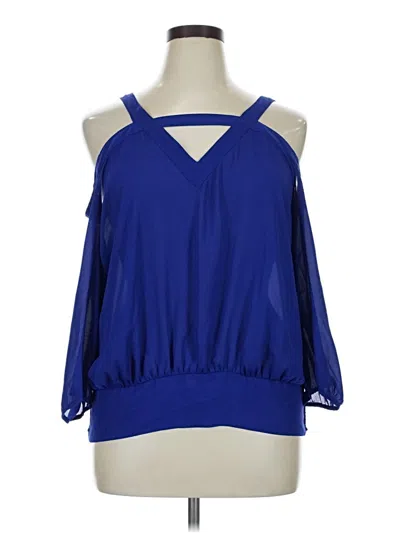 Pre-owned Bold Elements 3/4 Sleeve Blouse In Blue