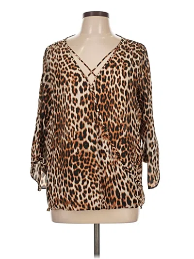 Pre-owned Bold Elements 3/4 Sleeve Blouse In Brown