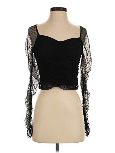 Pre-owned Bold Elements 3/4 Sleeve Top Black Sweetheart Neckline Tops